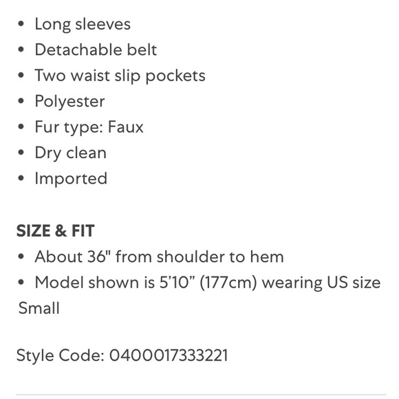 HOST PICK!!! ✨Design History Lila Faux Fur Belted Beige Coat Small - Picture 7 of 7